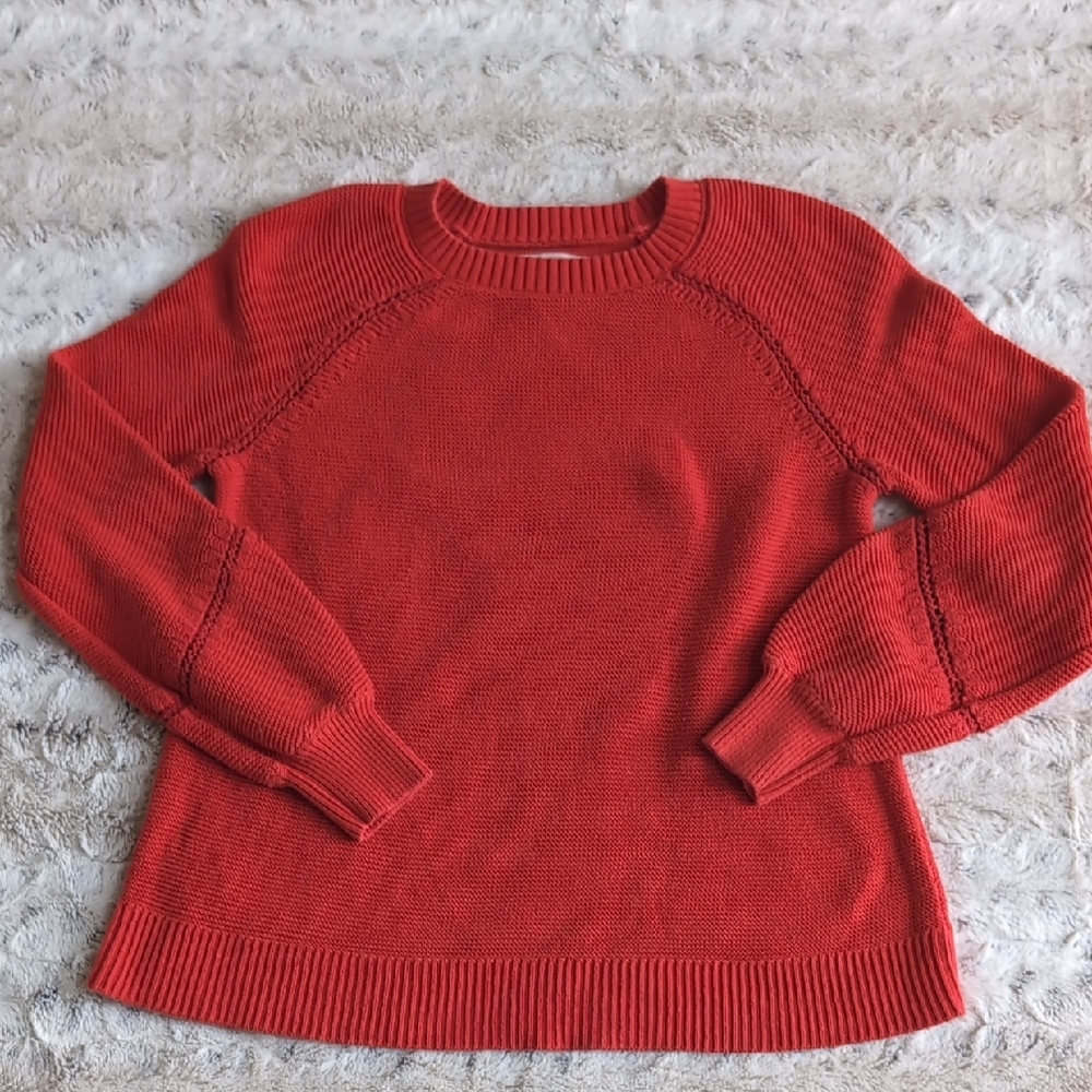 Loft Vibrant Coral Crew Neck Sweater